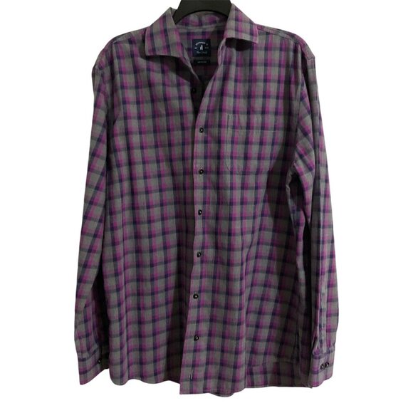 JOHNNIE-O Top Shelf Lexington Woven Button Up Plaid Shirt in Mulberry Medium - Picture 2 of 13